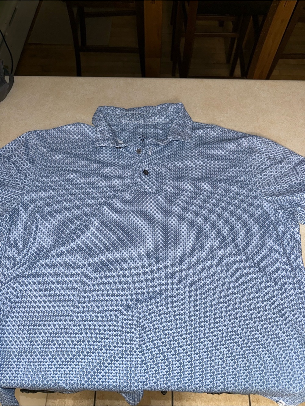 Men's Light Blue Geo-Pattern Polo Golf Shirt
